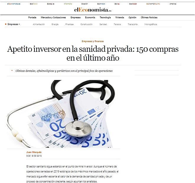 Apetito inversor en la sanidad privada: 150 compras en el ltimo ao